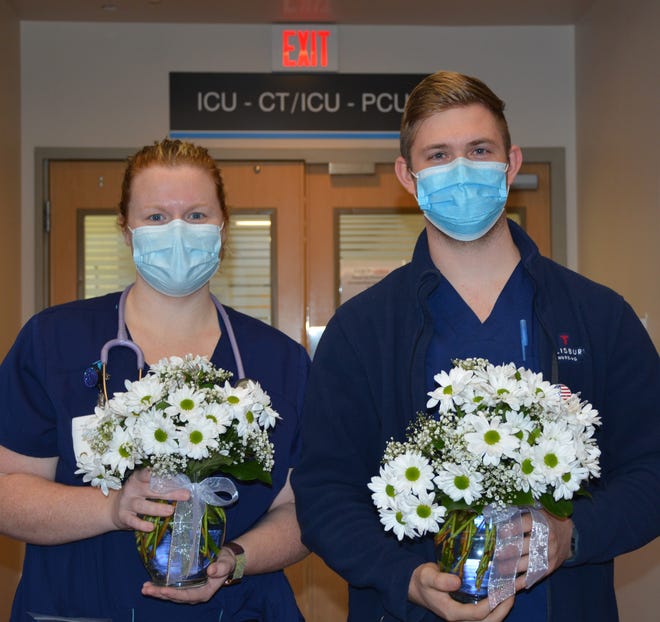 Katie Clark and Michael King, both overnight ICU nurses at TidalHealth Peninsula Regional, have earned the Daisy Award for Extraordinary Nurses.