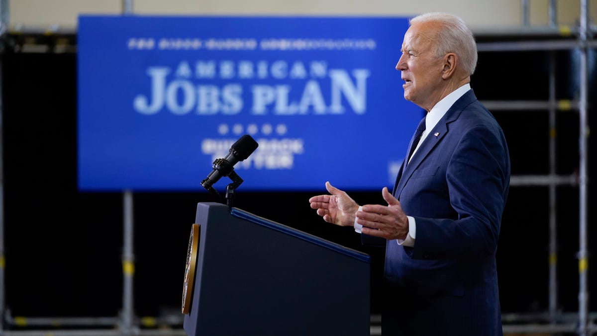 President Joe Biden delivers a speech on infrastructure on March 31, 2021, in Pittsburgh.