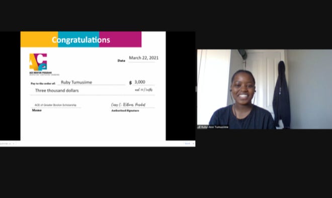 Cambridge resident Ruby Tumusiime received a scholarship from ACE Mentor Program of Greater Boston.