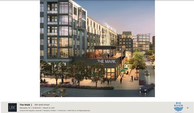 Rendering of The Walk's building at Fifth and Union in Downtown Memphis