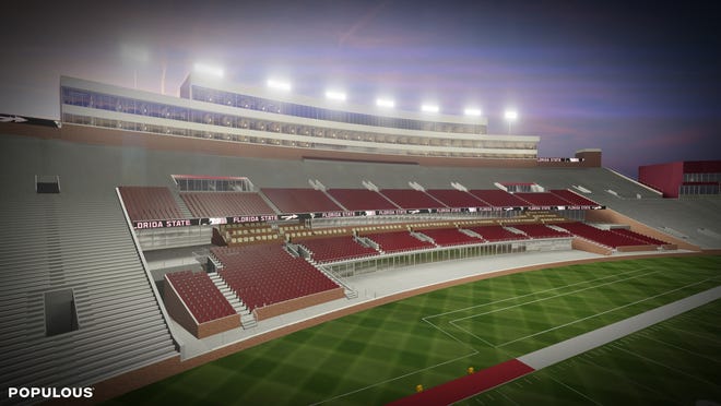 A conceptual look at a potential renovation to the Doak Campbell Stadium with club seating on the west sideline.