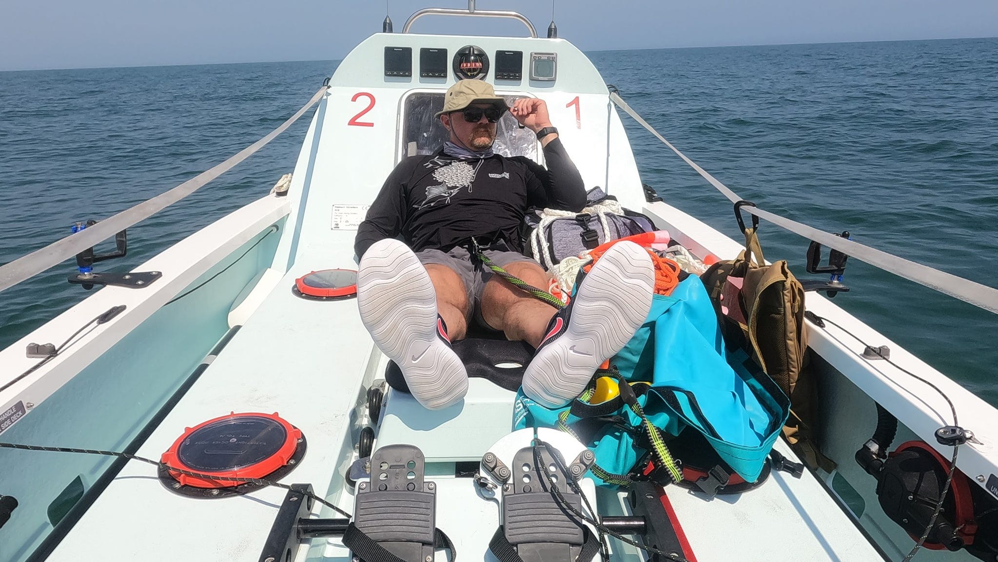 Ben Odom on a Row4Hope ocean-row training expedition with partner Mat Steinlin (not shown).