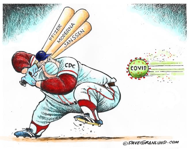 Dave Granlund cartoon on taking a swing at COVID