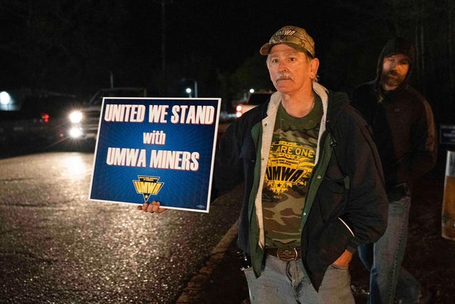 A supporter stands in solidarity with striking coal miners in Brookwood after the United Mine Workers of America failed to reach an agreement with Warrior Met Coal Inc.