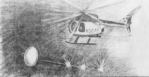This Courier Journal illustration depicts what two police officers said they saw while doing a routine helicopter patrol on Feb. 27, 1993.