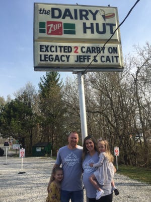 Jeff and Caitlyn Heimerl, seen with daughters Shilo and Maesyn, are looking forward to carrying on the decades long legacy of community favorite, The Dairy Hut, in Pataskala.