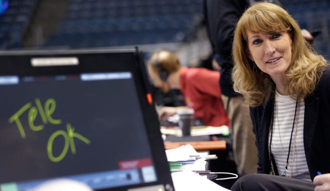Debbie Antonelli, shown here in 2017, has built a reputation as the hardest-working basketball analyst in media.