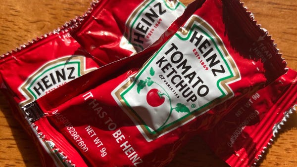 There's a shortage of Heinz tomato ketchup package