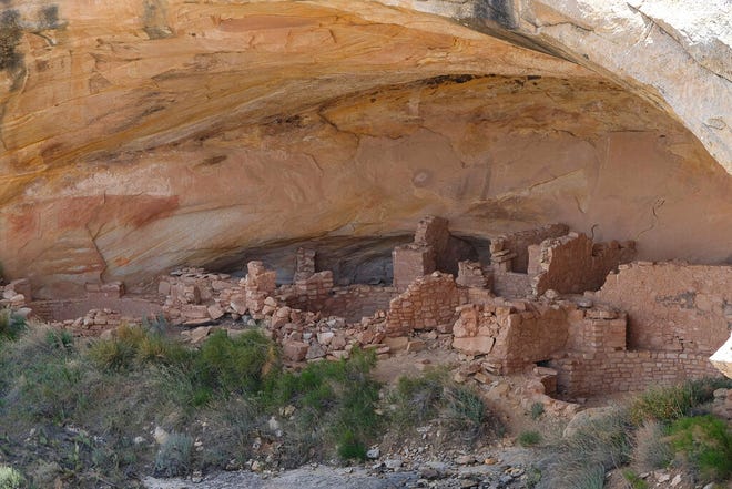FILE - In this May 8, 2017, file photo, is the Butler Wash Indian ruins within Bears Ears National Monument near Blanding, Utah. U.S. Secretary of the Interior Deb Haaland will visit Utah this week before submitting a review on national monuments in the state. She's expected to submit a report to President Joe Biden after she meets with tribes and elected leaders at Bears Ears National Monument on Thursday, April 8, 2021. (Francisco Kjolseth/The Salt Lake Tribune via AP, File)