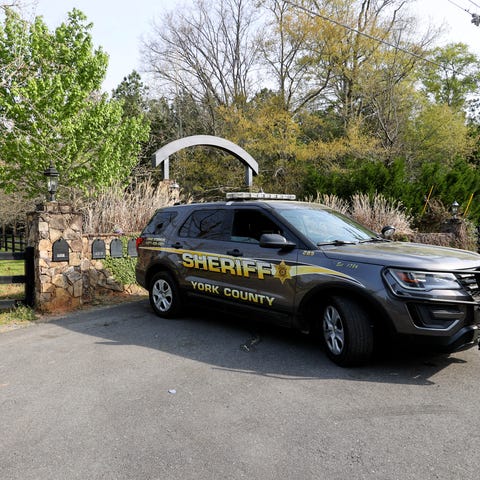 A York County sheriff's deputy is parked outside a