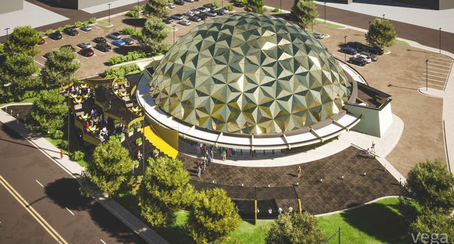 A rendering shows proposed conversion of the Gold Dome into a concert venue.
