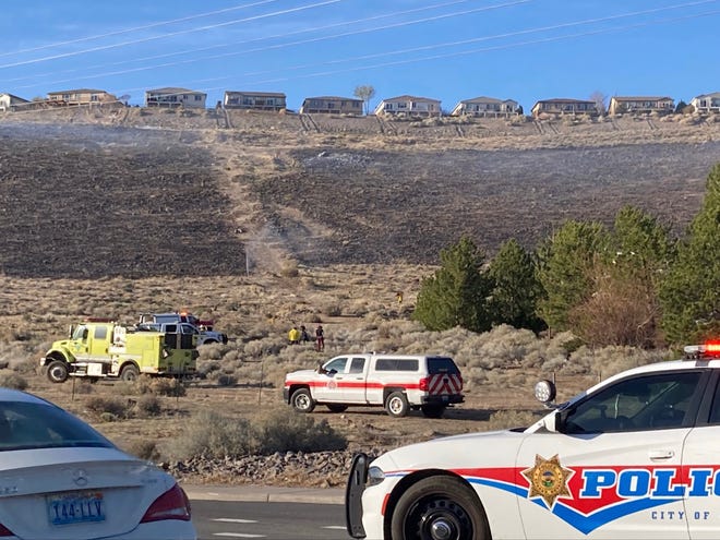 A fire near Vista Boulevard and Los Altos Parkway charred about 10 acres on April 8, 2021.