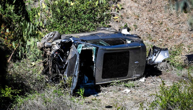 The vehicle of Tiger Woods after he was involved in a rollover accident in Rancho Palos Verdes, Calif., on Feb. 23.