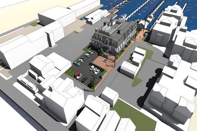 This rendering shows the new 21-room Manchester Hotel planned for Lee's Wharf in Newport.