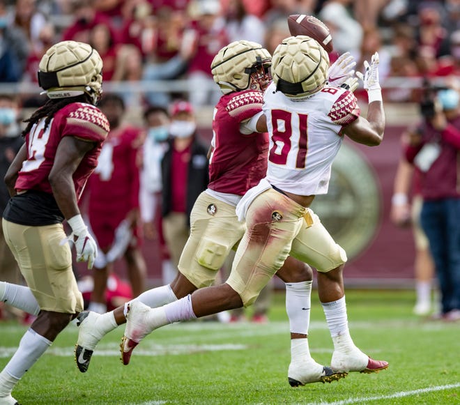 FSU wide receiver Joshua Burrell is one of a number of Seminoles fighting for a spot on the introductory depth chart, which will be released early next week.
