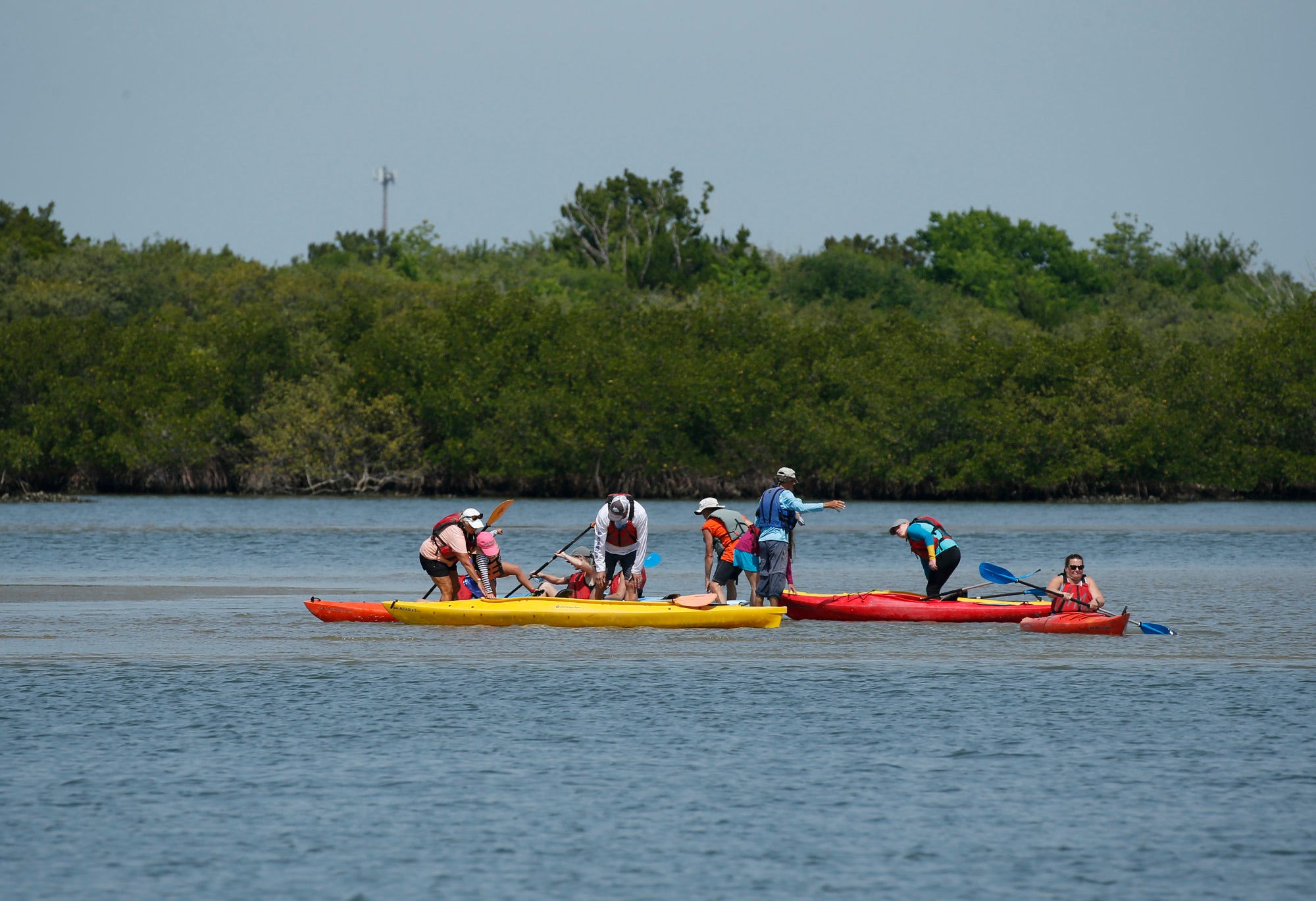 Kayakers in Edgewater, Friday, April 9, 2021.