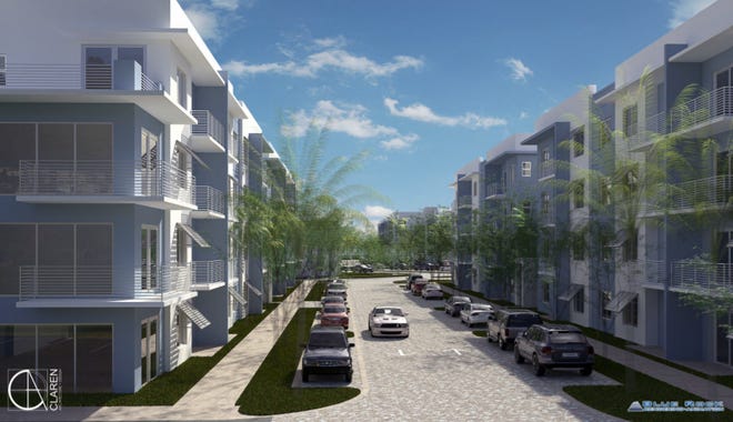 A rendering shows Central Parkway Lofts, a 172-unit apartment complex located on Southeast Central Parkway. The Stuart City Commission gave its final approval of the development Monday, April 12, 2021.