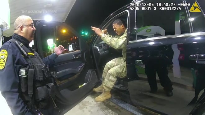 Army Lt. Caron Nazario has filed suit against Virginia police officers Joe Gutierrez and Daniel Crocker, and the December video from the officers' body cameras and Nazario's cellphone has gone viral in recent days. The Windsor Police Department said Gutierrez has been fired.