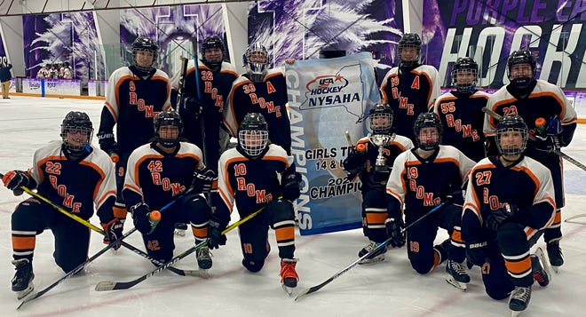 The Rome 14-and-under girls hockey game won a state Tier II championship again Sunday.