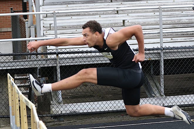Boonville's Devin Mockobee set a school record with a time of 14.45 in the 110-meter high hurdles last Thursday.