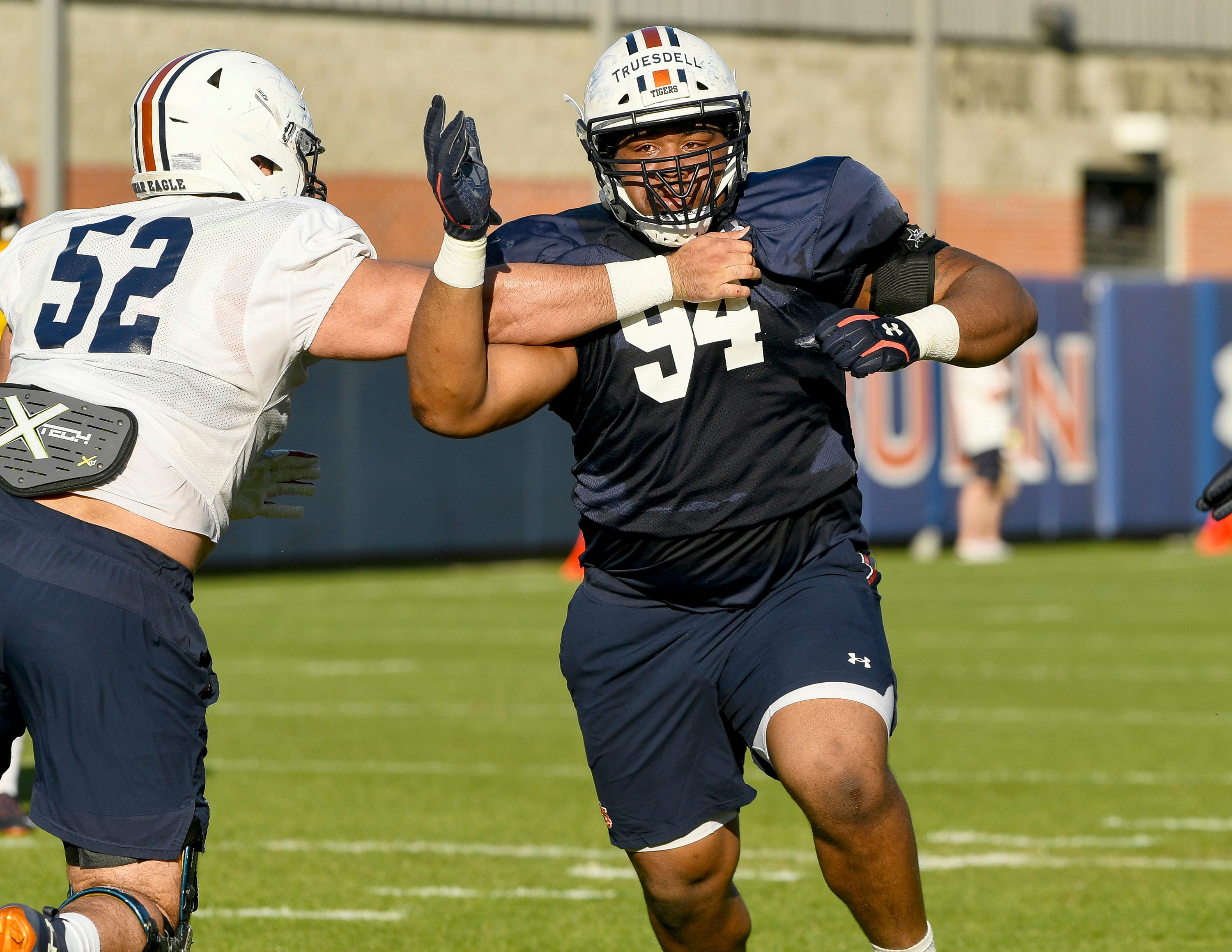 Tyrone Truesdell (94)  Auburn practice on Monday, April 12, 2021 in Auburn, Ala.  Todd Van Emst/AU Athletics