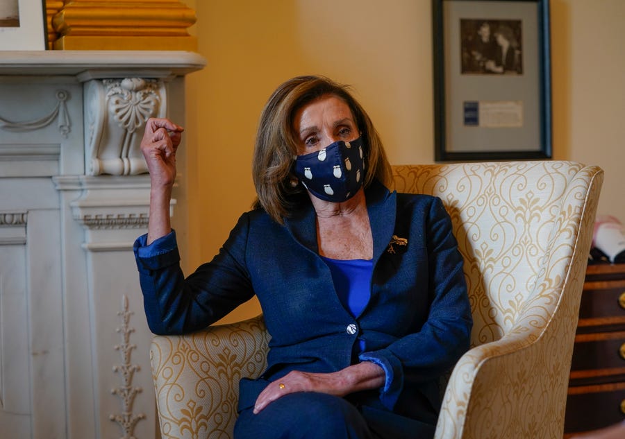 House Speaker Nancy Pelosi, D-Calif., in her United States Capitol office on Tuesday.