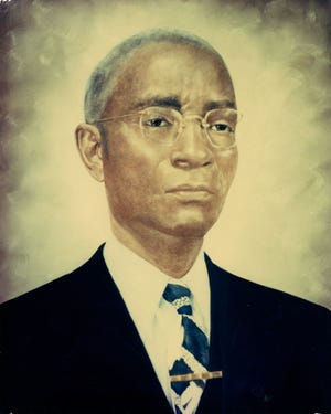 Portrait of Buck Colbert "B.C." Franklin (1879-1960), father of Mozella Franklin Jones and John Hope Franklin. Following the 1921 Tulsa Race Massacre, B.C. Franklin defended the residents of the Greenwood District when the Tulsa City Council sought to pass an ordinance to rezone the area from residential to commercial.