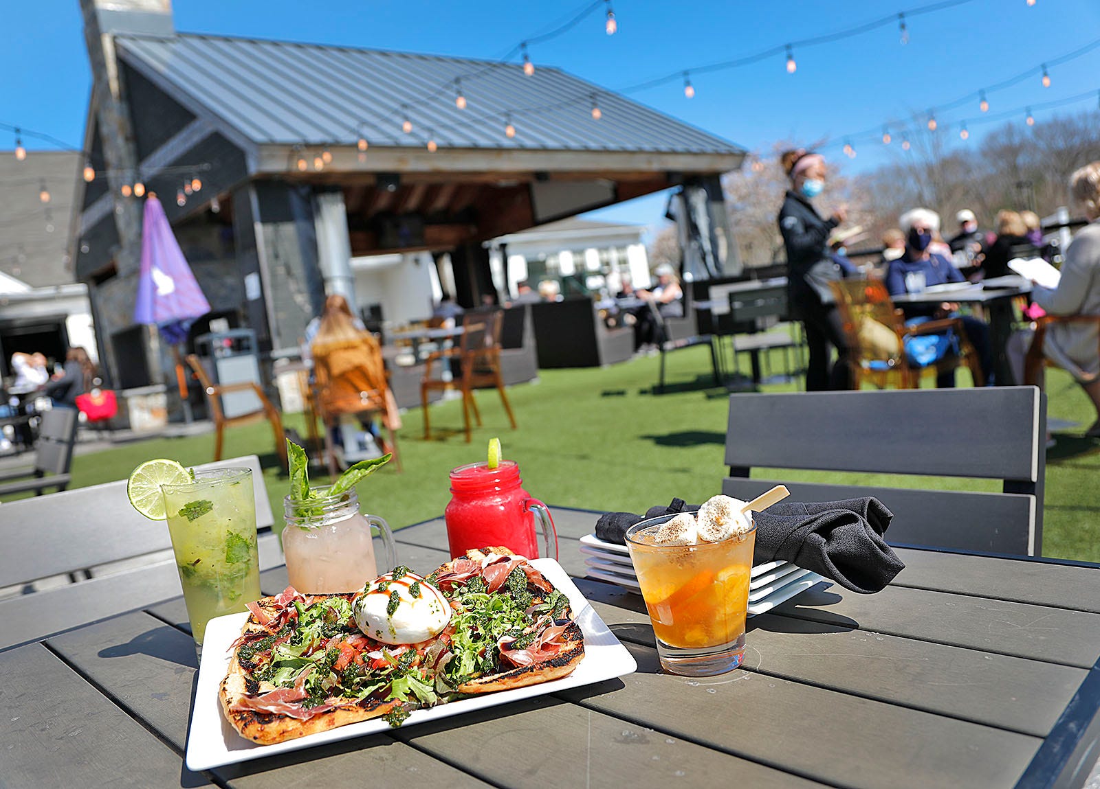 Let's Eat, Ledgerland Dine, drink on the patio at the Range in Hingham