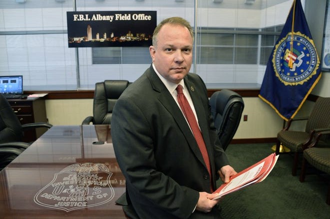 This Wednesday, Nov. 28, 2018 photo shows James N. Hendricks, the new special agent-in-charge of the FBI field office headquarters in Albany, NY. Hendricks quietly retired in 2020 after the Office of the Inspector General — the Justice Department's internal watchdog — concluded he sexually harassed eight female subordinates in one of the FBI's most egregious known cases of sexual misconduct.