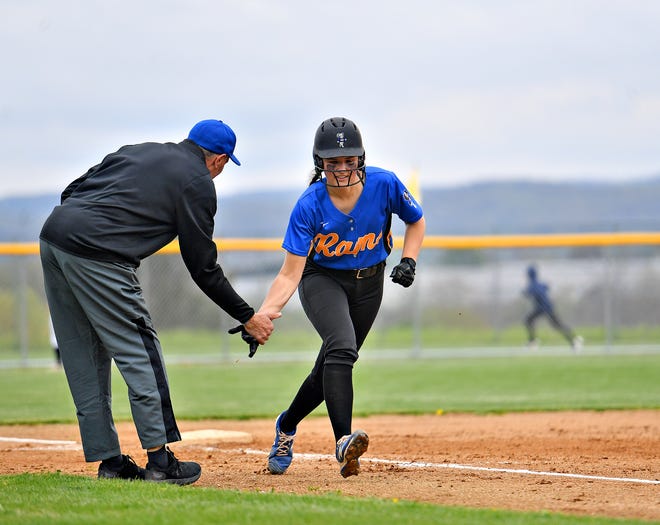 Kennard-Dale's Lyla Ambrose, seen here in a file photo, went 3 for 5 on Monday, including a double, with three runs scored and one RBI against Gettysburg.