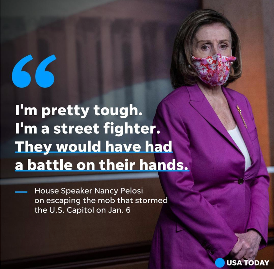 In a wide-ranging interview with USA TODAY, House Speaker Nancy Pelosi described what she would have done if her security agents hadn't managed to evacuate her in time during the Jan. 6 insurrection.