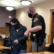 Cheyanne Wierichs will be escorted to the Kewaunee County Circuit Court by a Kewaunee County sheriff's assistant after an April 15 hearing.
