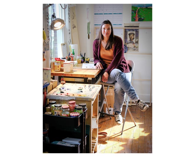 Jessica Fields at her workspace in Oyé Studios in Greenville. 