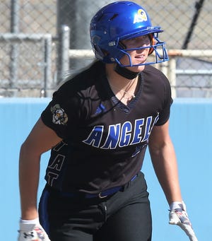 Angelo State University freshman catcher Keilei Garcia is pictured during a game earlier in the 2021 season.