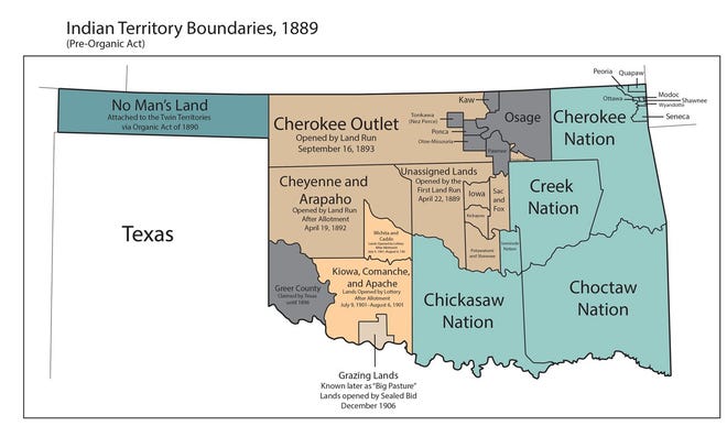 Indian Territory Boundaries, 1889