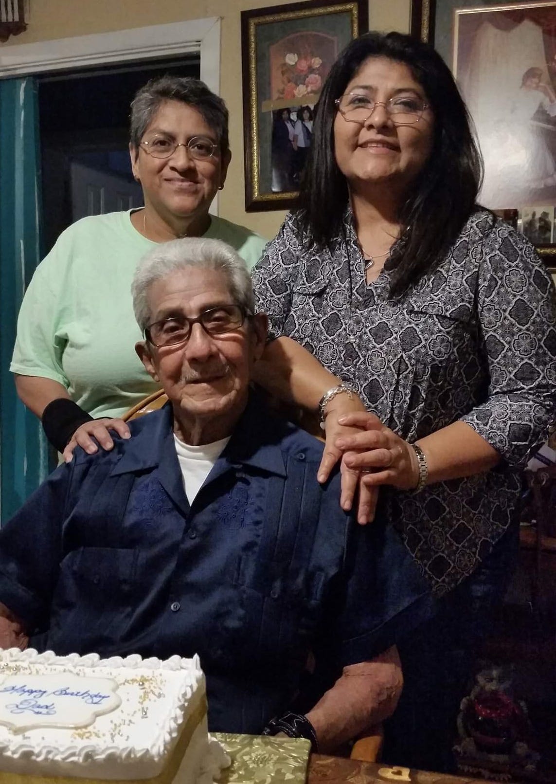 Guadalupe Ramirez, back left, with her partner, Diane Muniz, and her father, Celedonio, received monoclonal antibodies after a positive test for the coronavirus in January.