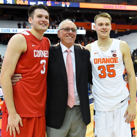 Cornell Big Red forward Jimmy Boeheim (3) and Syra