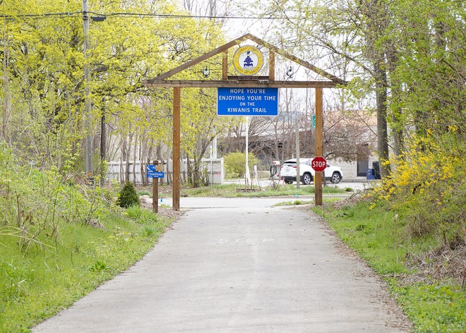 The current southern end of the Kiwanis Trail at South Main Street in Adrian is pictured Wednesday. A group of Adrian city commissioners and private individuals are working on a project to build a tunnel under South Main to connect to the planned extension of the trail into the city's east side.
