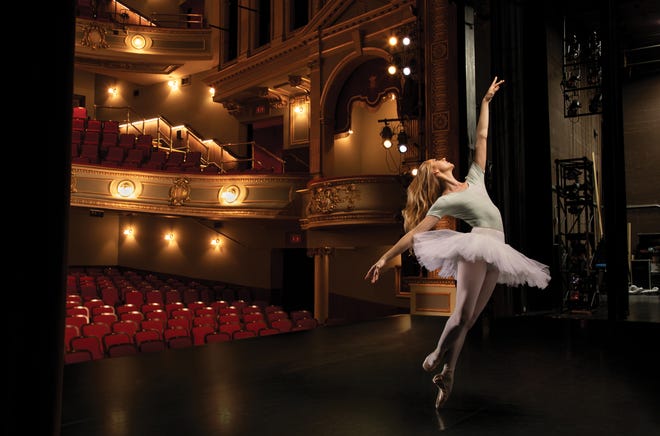 Sarasota Ballet principal dancer Danielle Brown appears on the stage of the Mertz Theatre in the FSU Center for the Performing Arts. The Sarasota Ballet plans a regular schedule of seven programs in the 2021-22 season, including two world premieres.