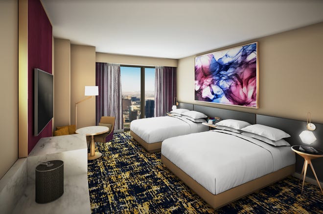 A deluxe queen room at the Las Vegas Hilton at Resorts World Las Vegas.