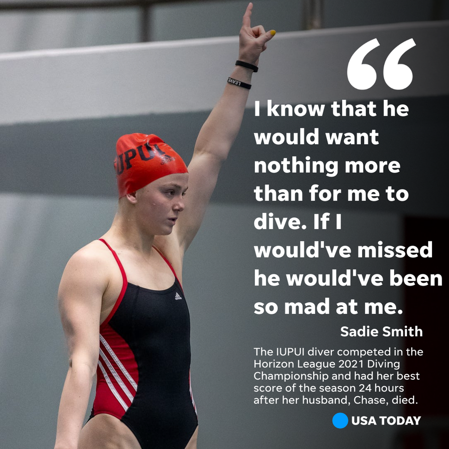 IUPUI diver Sadie Smith competes in the Horizon League 2021 Diving Championship.
