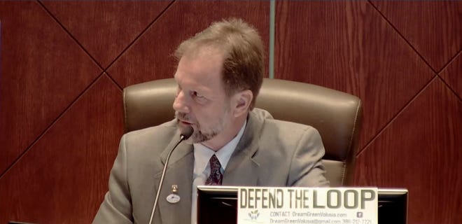 Volusia County Chair Jeff Brower, pictured during a meeting on April 20, 2021.