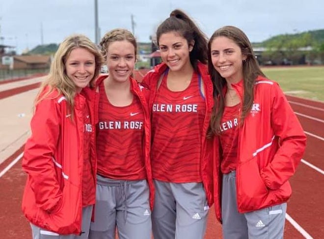 From left, Zaidey Mills, Mignon Miller, Ava Sehnert and Kylie Frush will compete in the 4 x 400 relay at the regional track meet in Lubbock this weekend.