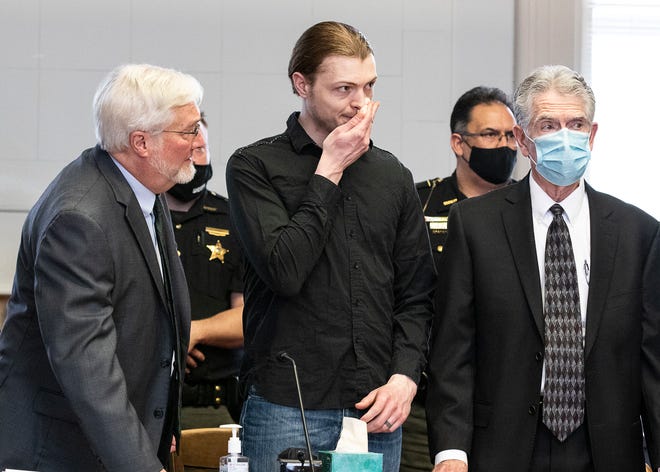 Edward "Jake" Wagner wipes tears away after apologizing to the Rhoden family concerning his part in the 2016 murders of eight members of the Rhoden family. Emotions ran high at the Pike County Courthouse as members of the Rhoden family gathered to listen to Edward "Jake" Wagner plead guilty. Wagner plead guilty and agreed to testify against the other members of his family that are also connected with the deaths and to avoid the death sentence.