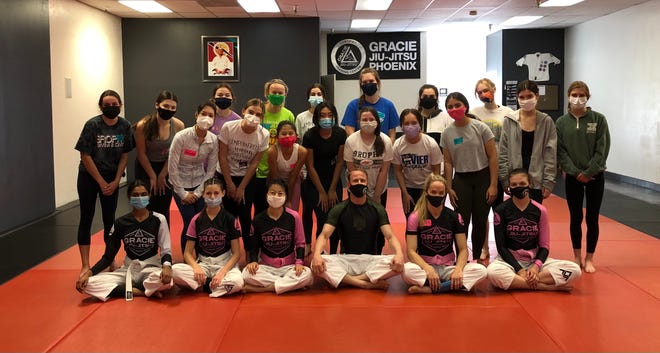 In March, members of EmpowHerX, a group for girls to learn real-life skills, attended a self-defense class at Gracie Barra Arcadia Brazilian Jiu Jitsu in Phoenix.