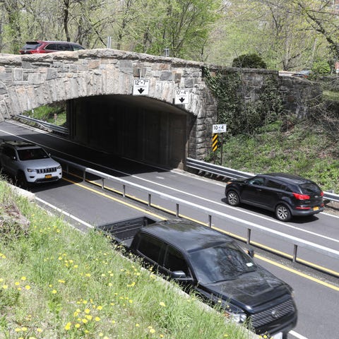 A view of the Bronx River Parkway in Yonkers and t