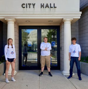 Holland's Academic Worldquest team, dubbed 'Herodotus,' was sponsored by the Holland International Relations Commission. From left to right, Greta Van Zetten (Holland High School), Cameron Csapos (Hamilton High School), and Joseph Fickel (homeschool) participated in this year's national competition, which was virtual, from Holland City Hall.