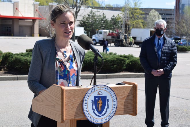 Energy and Environmental Affairs Secretary Kathleen Theoharides was in Quincy Friday, April 23 to announce a new program to help fleet managers plan for a shift to electric vehicles.