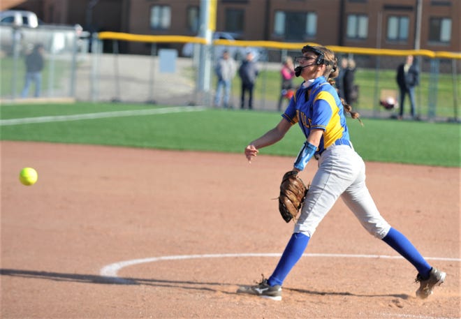 Maysville's Mallori Bradley throws a pitch during a game last season. Bradley signed her letter of intent to play softball for Lourdes University, a NAIA institution.