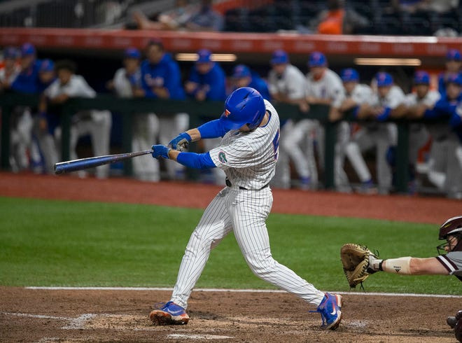 Florida's Colby Halter came through with a deep triple over the centerfielder's head to drive in a run.